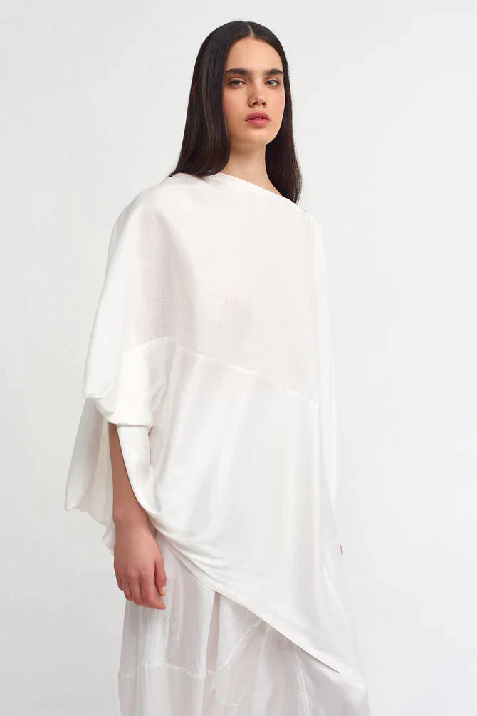 Nu Solid Asymmetrical Blouse Off White