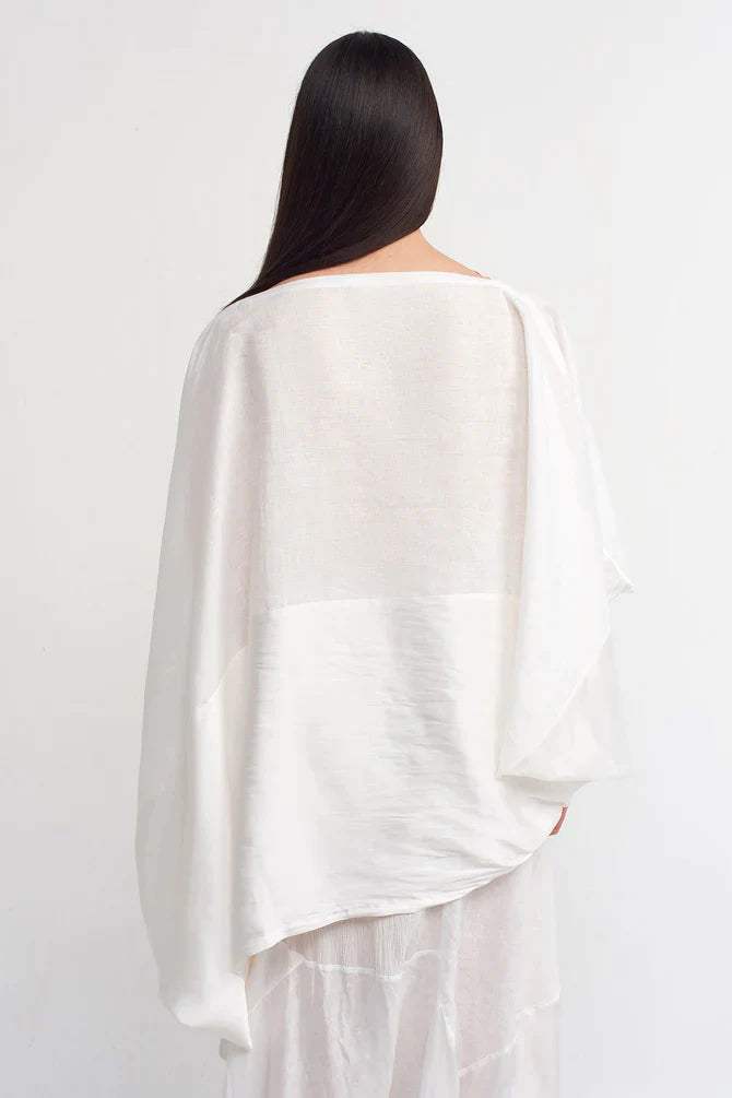 Nu Solid Asymmetrical Blouse Off White