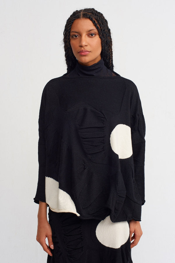 Nu Two-Toned Knit Blouse Natural/Black