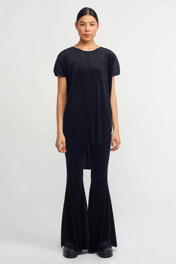 Nu Velvet Pleated Top Black