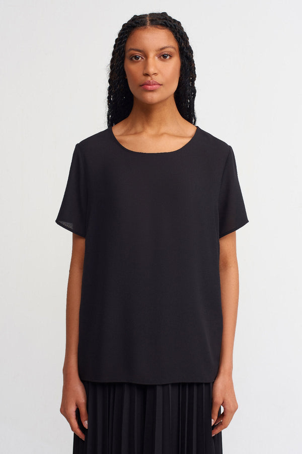 Nu Solid Short Sleeve Top Black