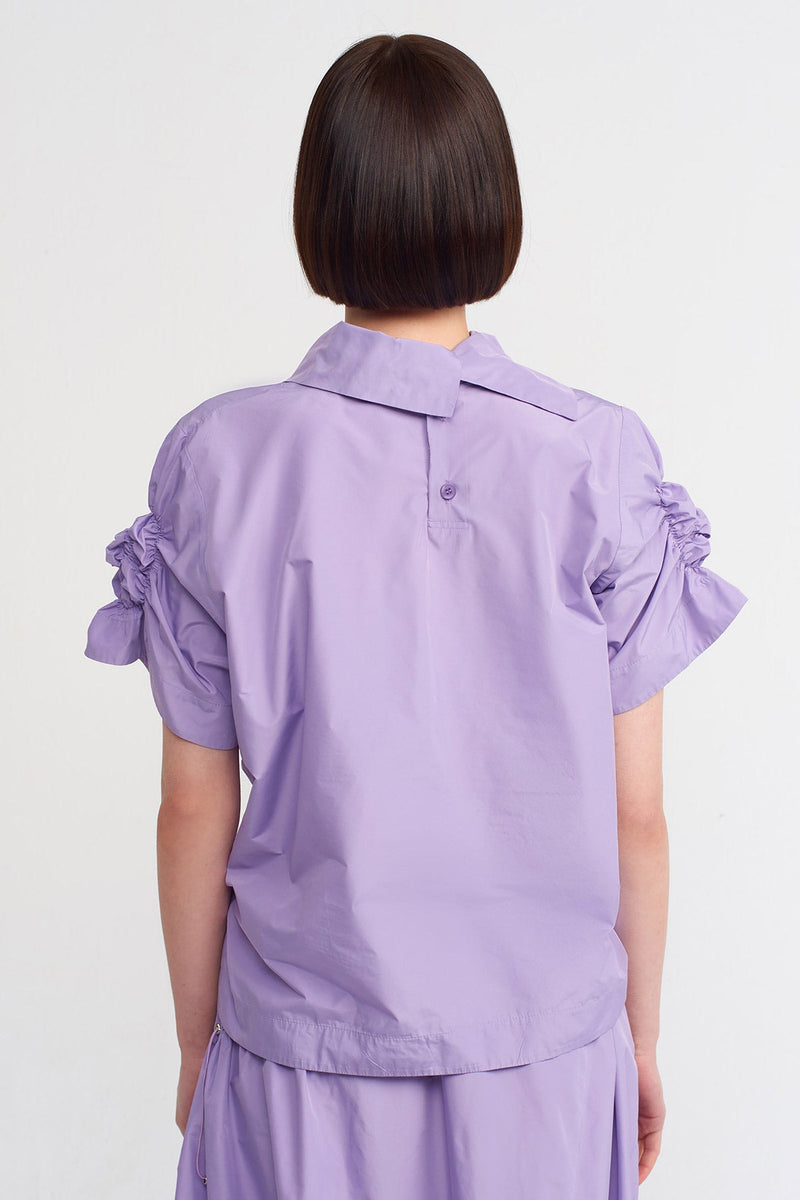 Nu Solid Elastic Detail Blouse Lilac