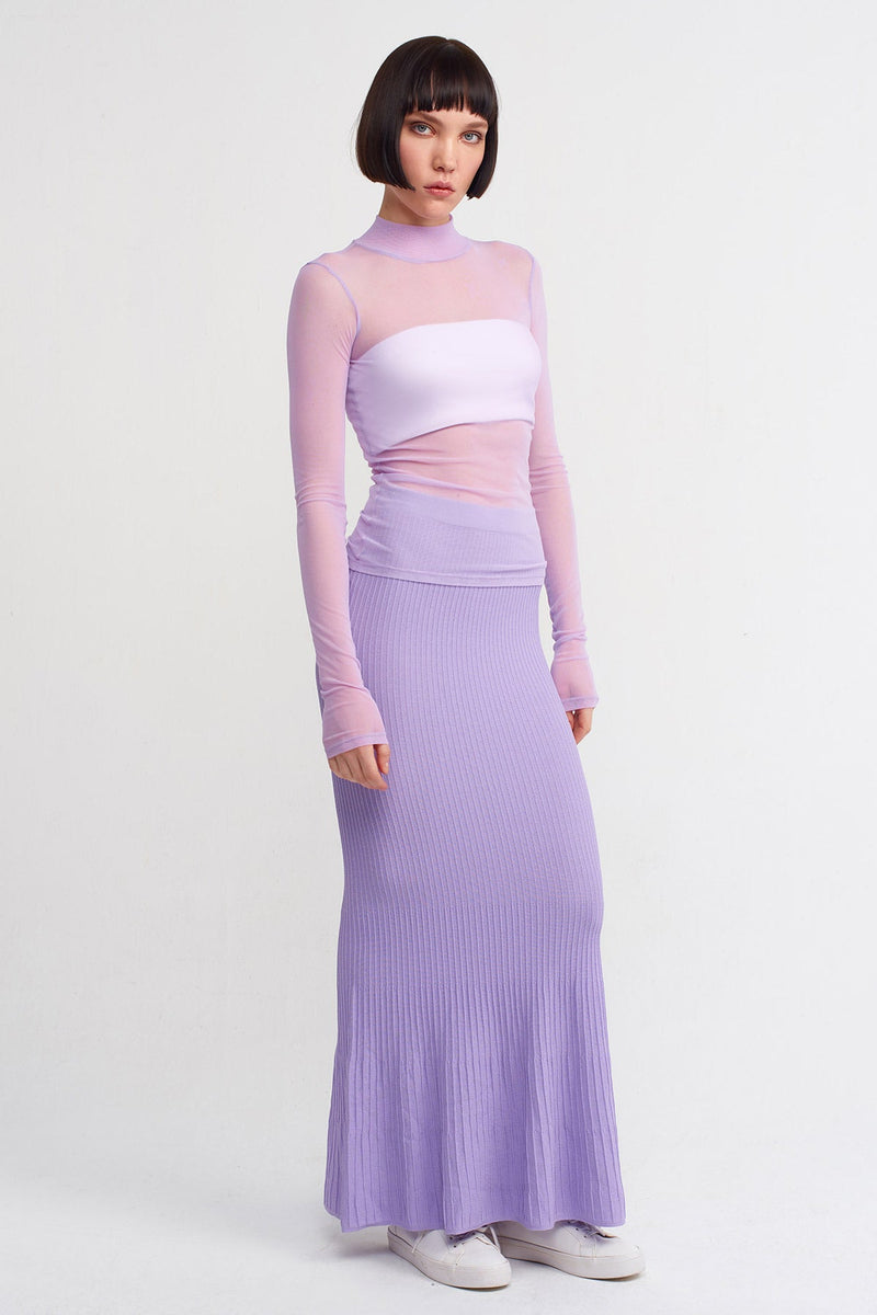 Nu High Neck Tulle Tops Lilac