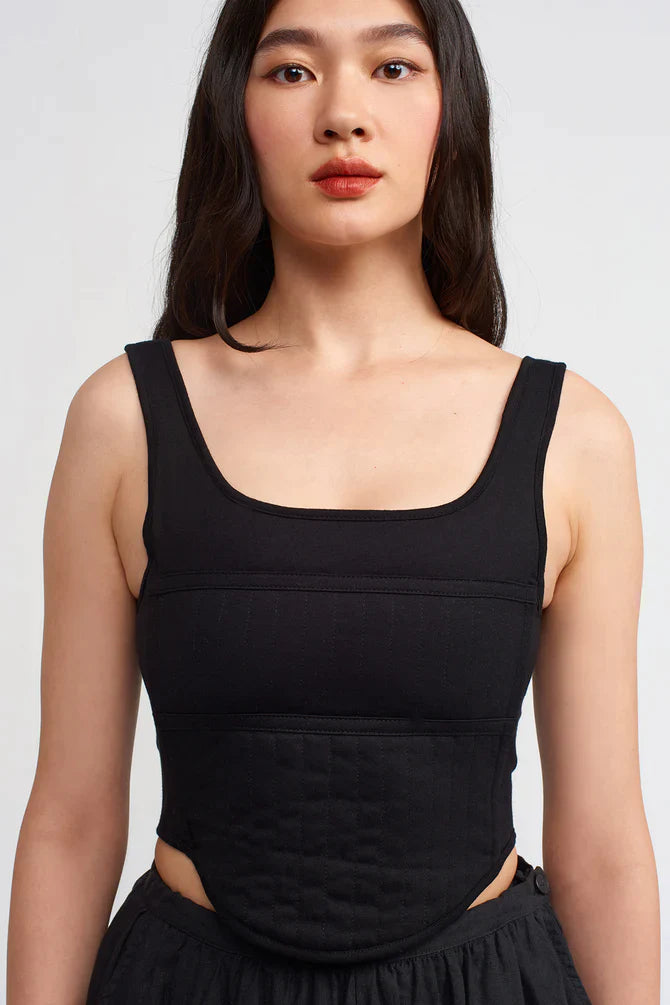 Nu Solid Zip Up Bustier Black