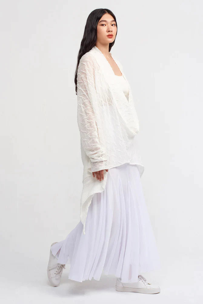 Nu Draped Collar Asymmetrical Blouse Off White