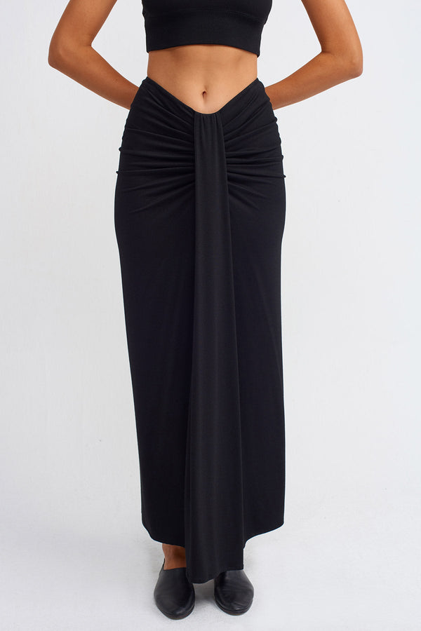 Nu Slim Fit Skirt With Front Pleats Black