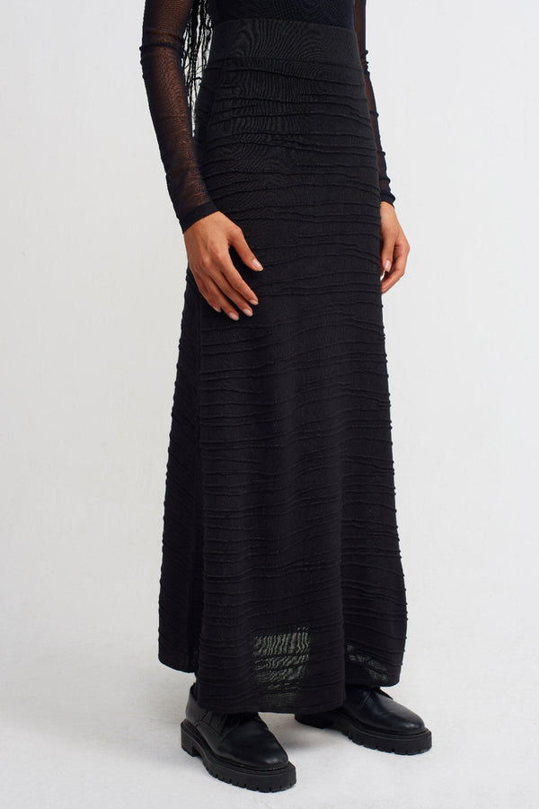 Nu Solid Knitted Maxi Skirt Black