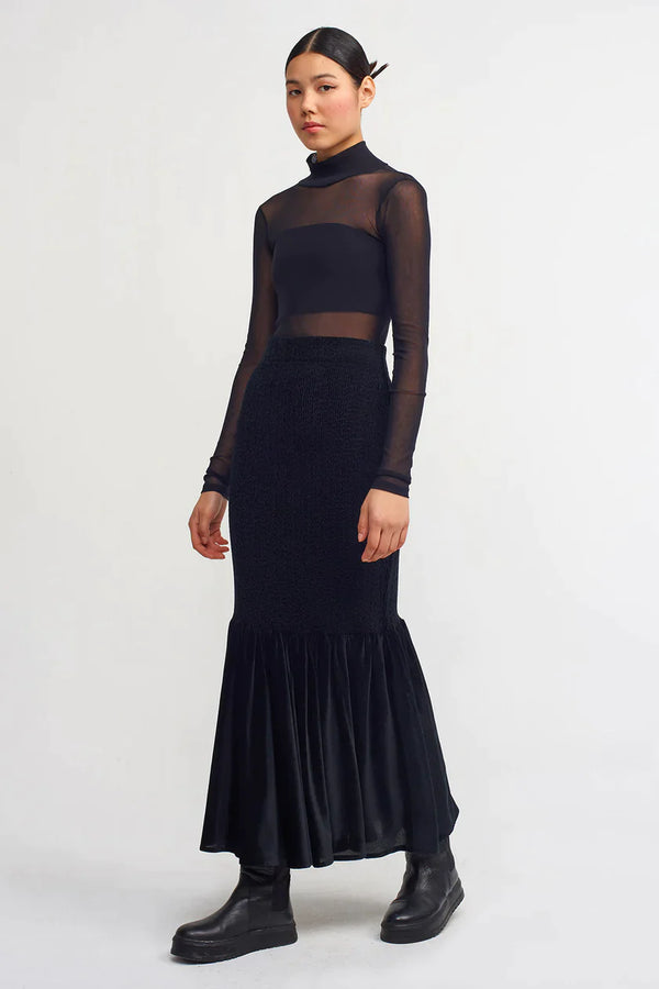 Nu Velvet Mermaid Maxi Skirt Black