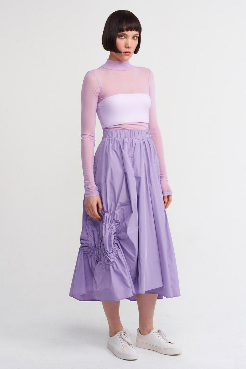 Nu Rubber Embroidered Taffeta Skirt Lilac