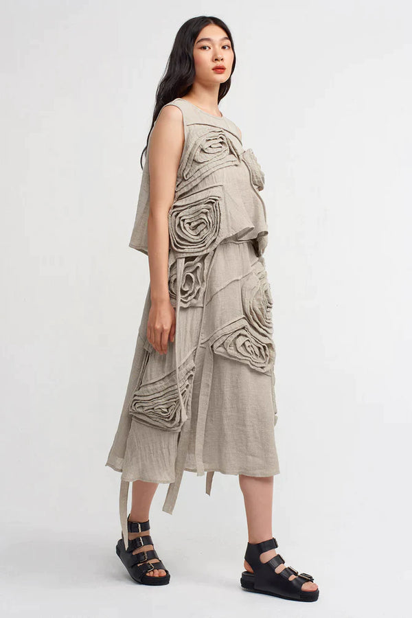 Nu Flower Pattern Textured Skirt Light Grey