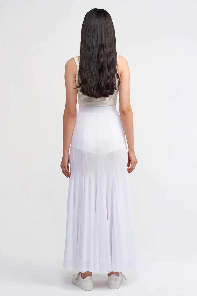 Nu Solid Tulle Mermaid Skirt Off White