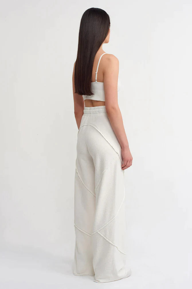 Nu Drawstring Trousers With Contrast Stitched Detail Off White