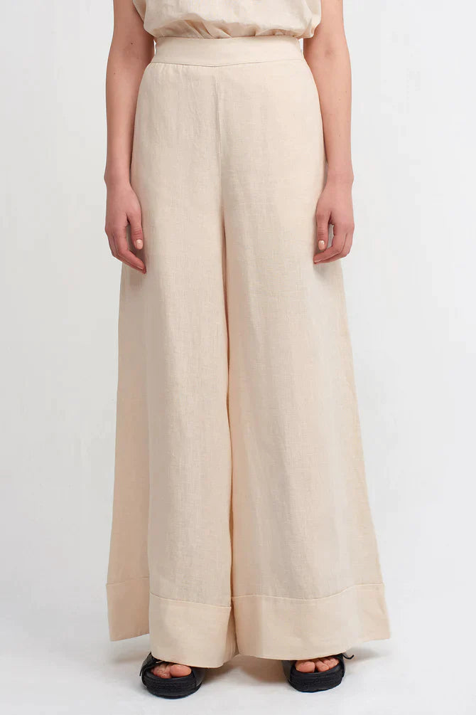 Nu High Waist Wide Leg Trousers Natural