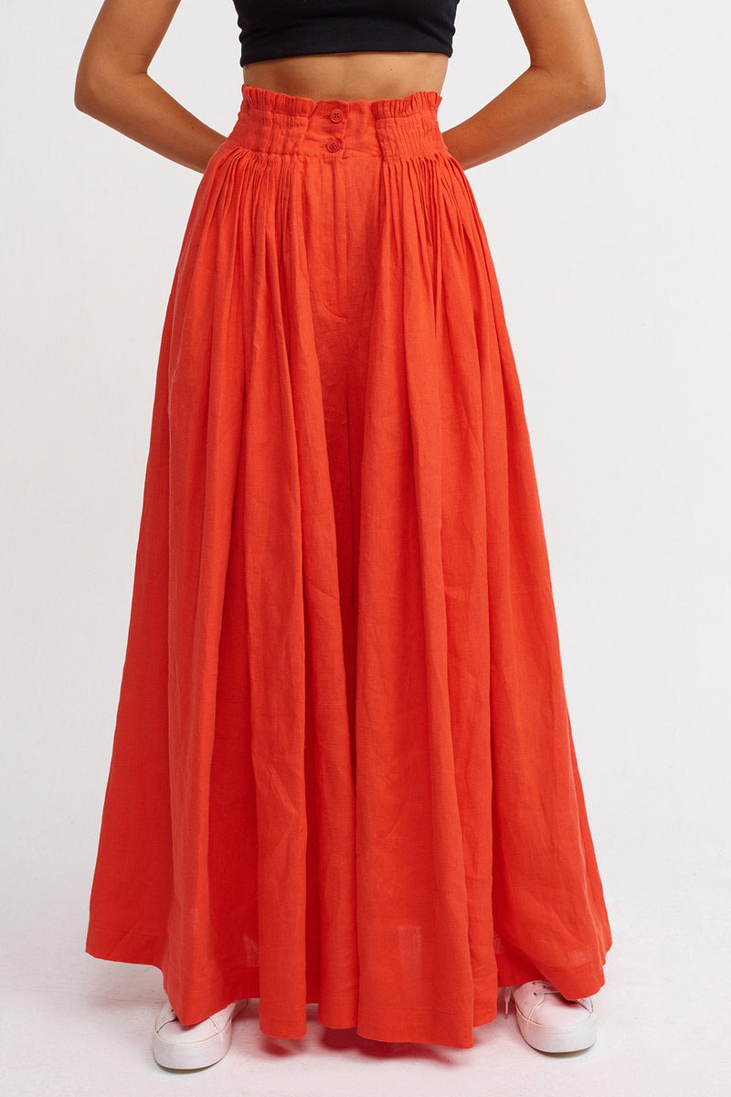 Nu Wide Leg Trousers With Pleated Waist Orange