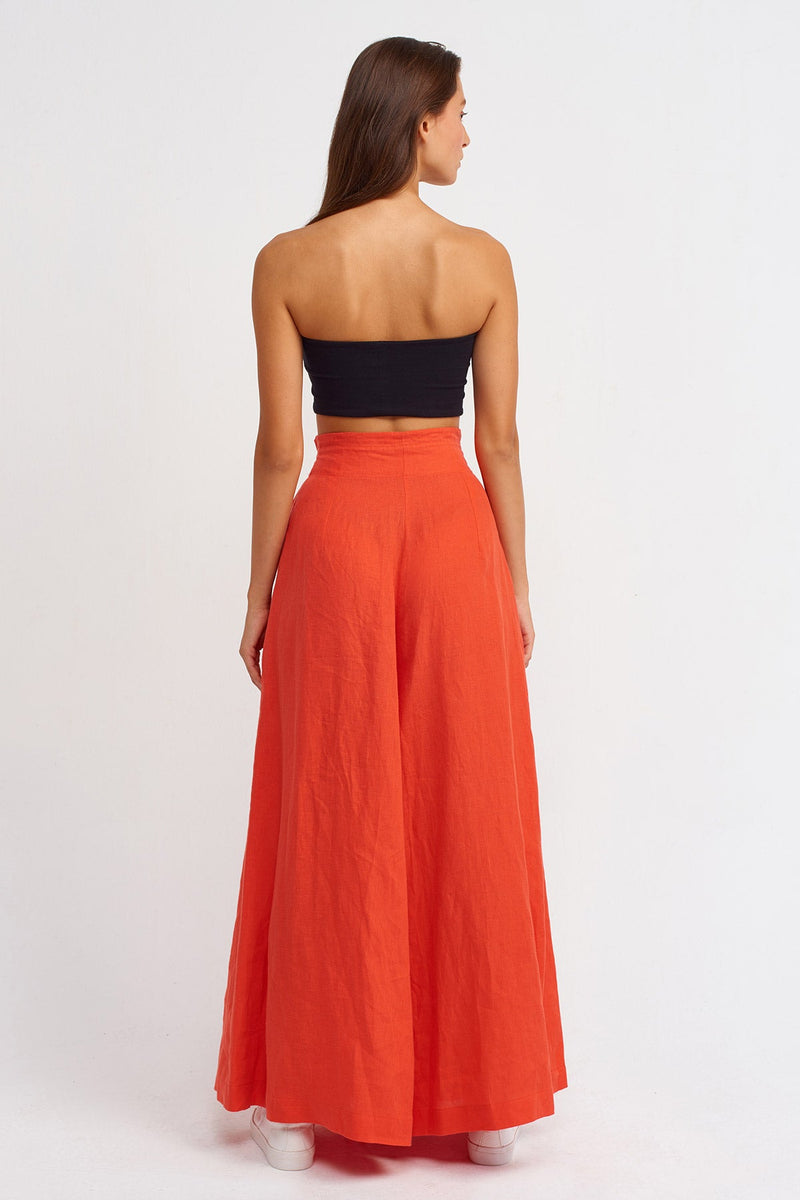 Nu Wide Leg Trousers With Pleated Waist Orange