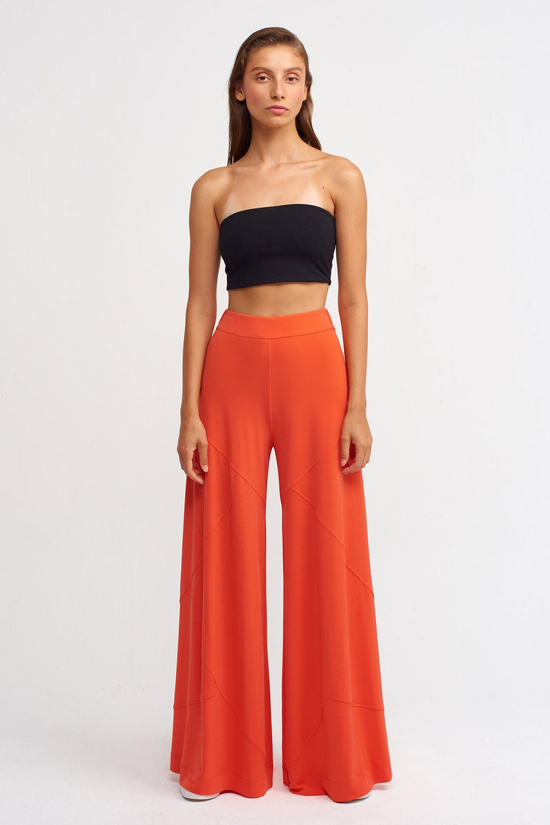 Nu Wide Leg Trousers With Stitched Detail Orange