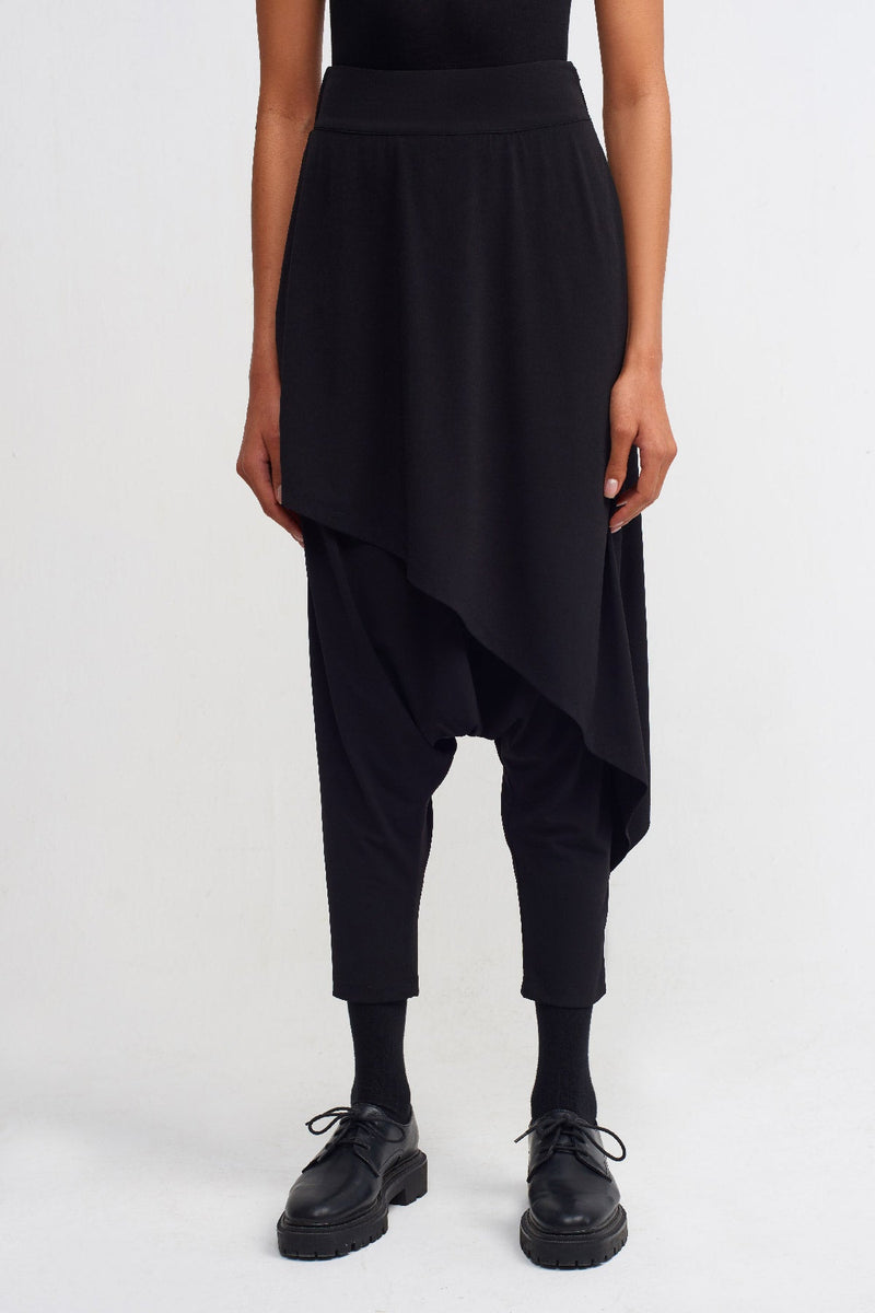 Nu Harem Trousers With Layer Effect Black