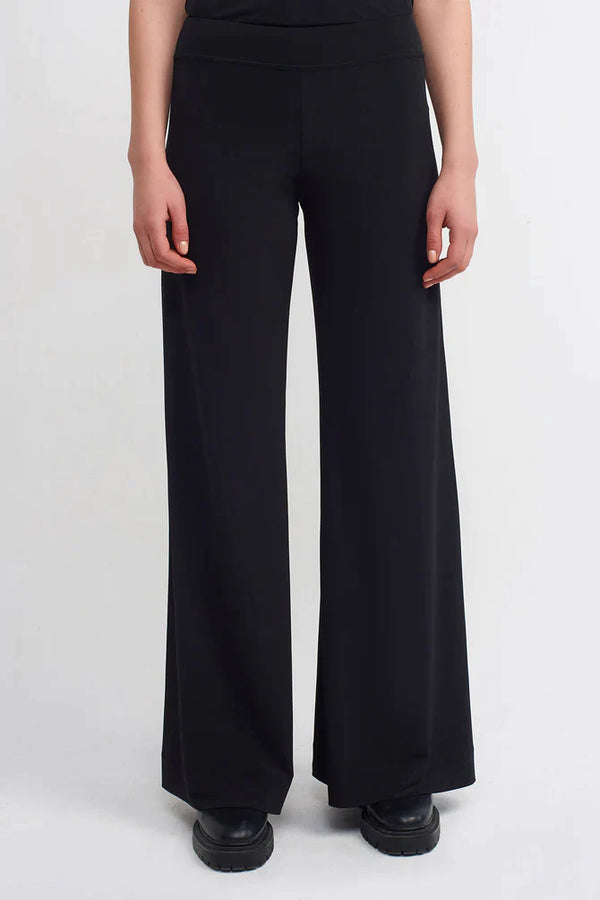 Nu Solid Wide Leg Trousers Black