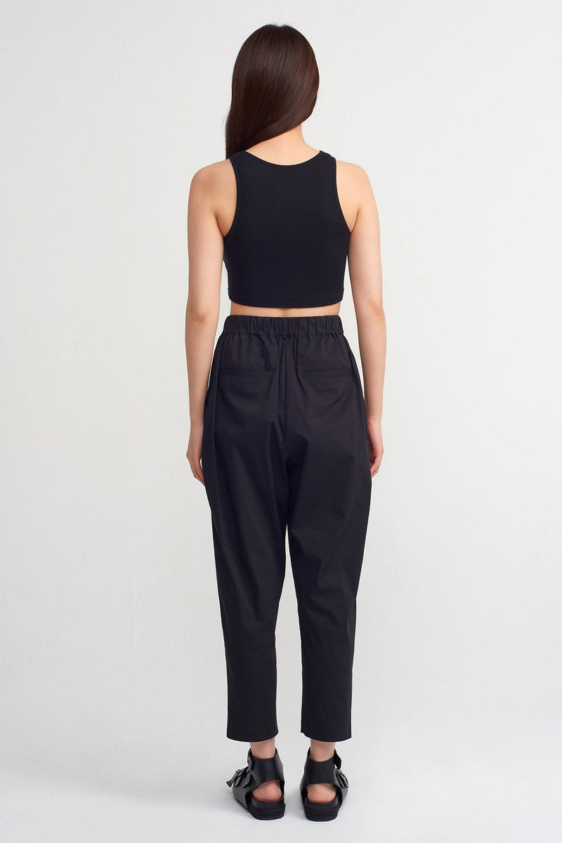 Nu Semi-Elasticated Waist Trousers Black