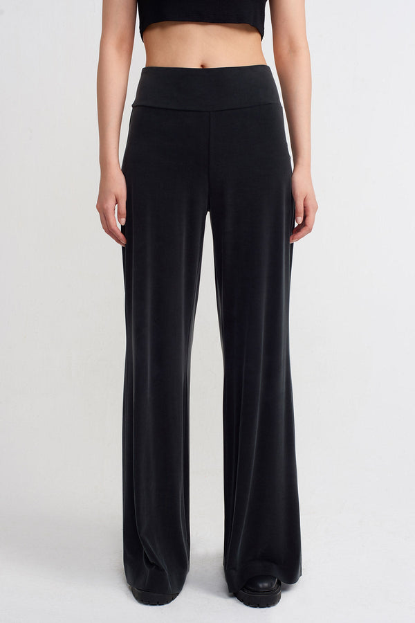 Nu High Waist Wide Leg Trousers Black