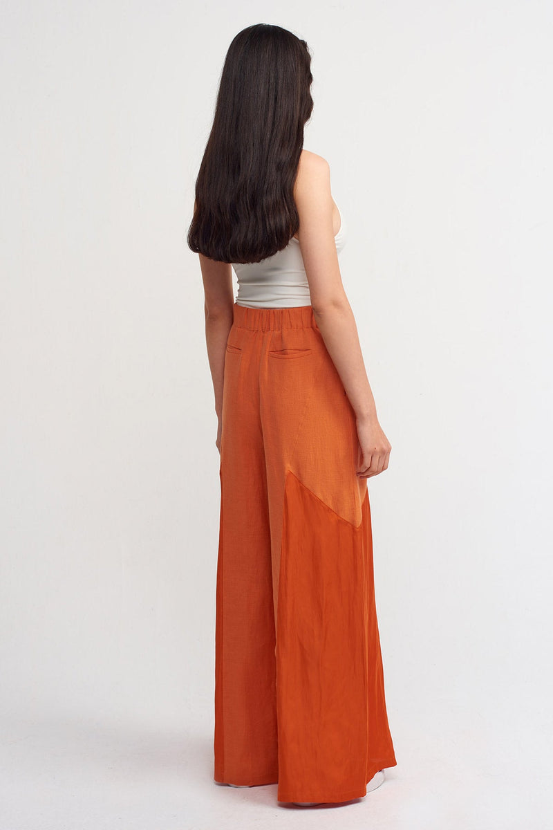 Nu Linen Mix Satin Loose Trousers Amber