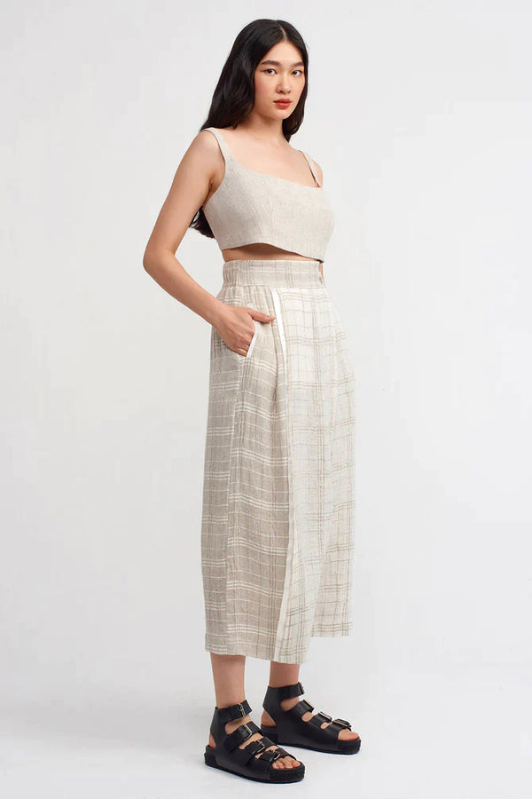 Nu Checkered Harem Trousers Light Grey