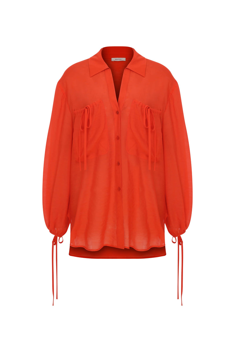 Roman Solid Shirt With Pocket Detail Orange