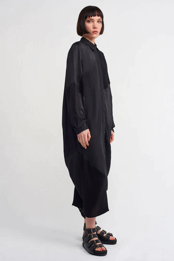 Nu Solid Midi Shirt Dress Black