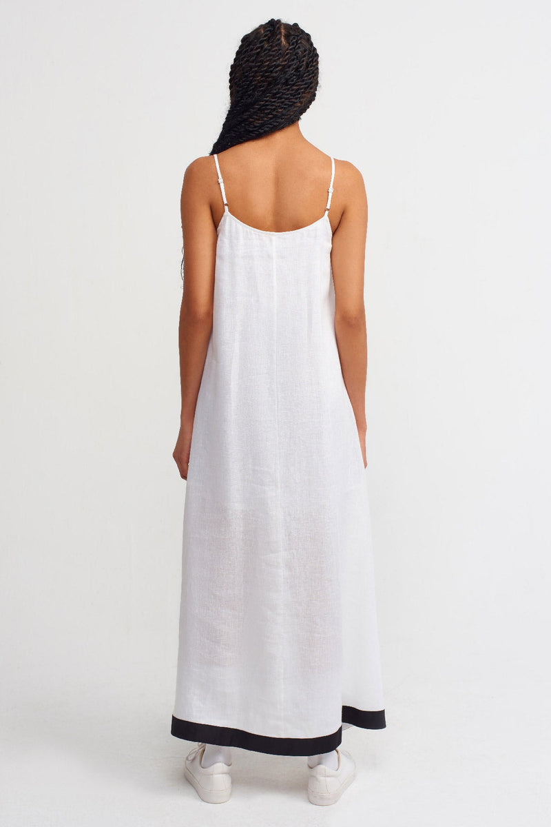 Nu Thin Strap Maxi Dress Offwhite/Black