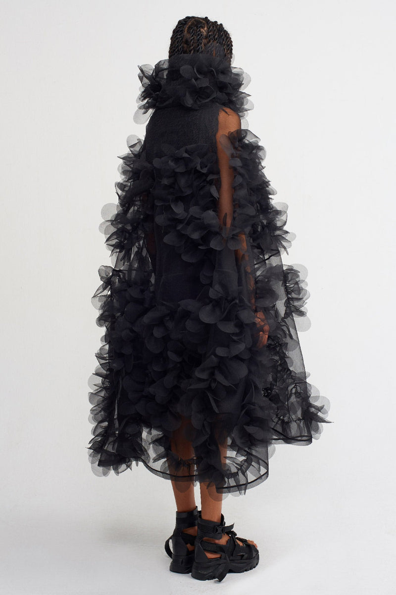 Nu Allover Ruffle Organza Dress Black