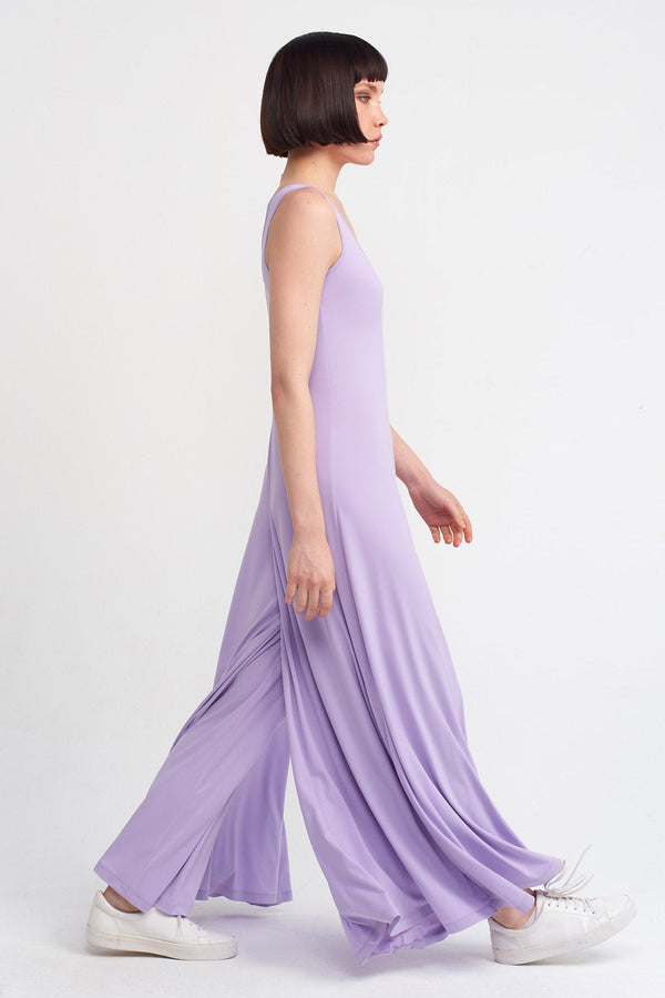 Nu V-Neck Midi Jersey Jumpsuit Lilac