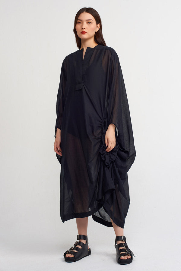 Nu V-Neck Maxi Kaftan Dress Black