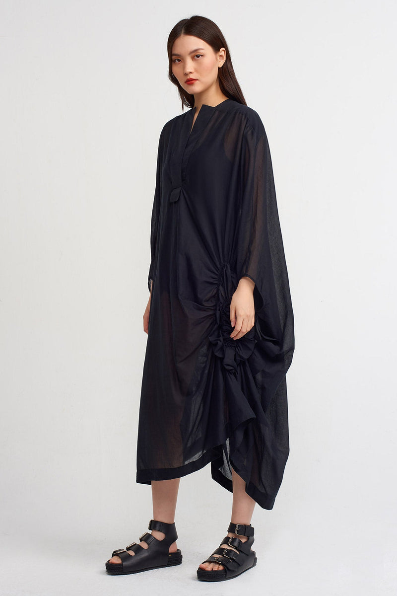 Nu V-Neck Maxi Kaftan Dress Black