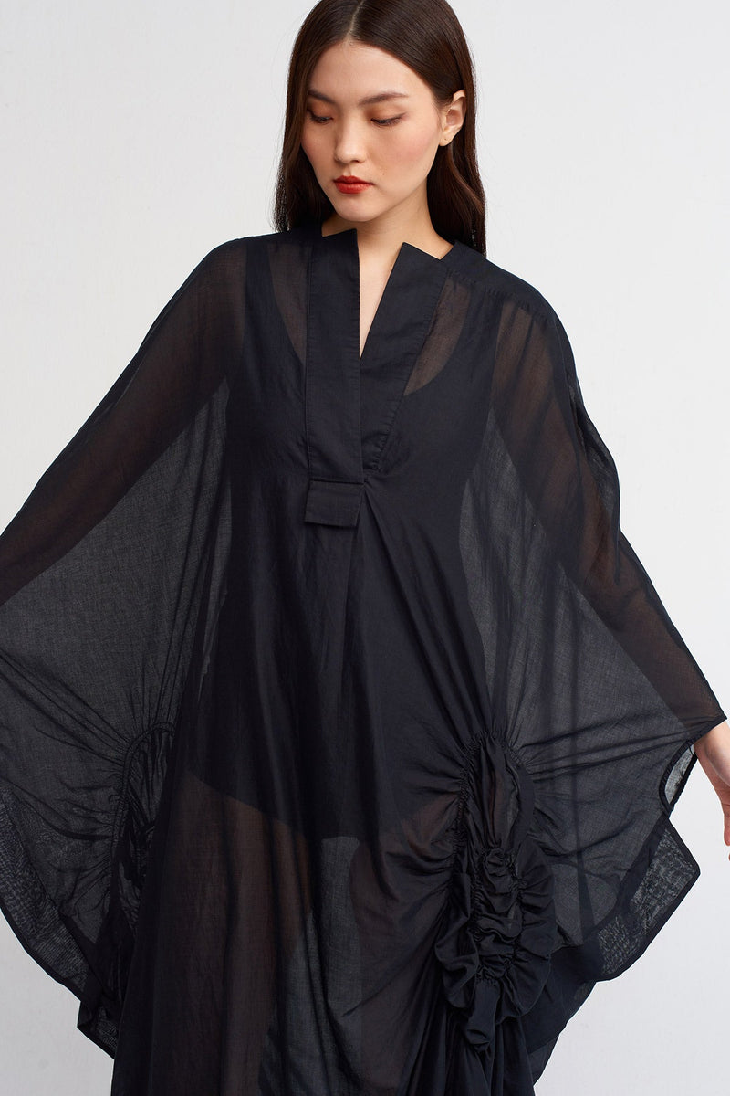 Nu V-Neck Maxi Kaftan Dress Black