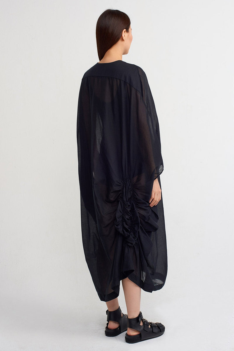 Nu V-Neck Maxi Kaftan Dress Black