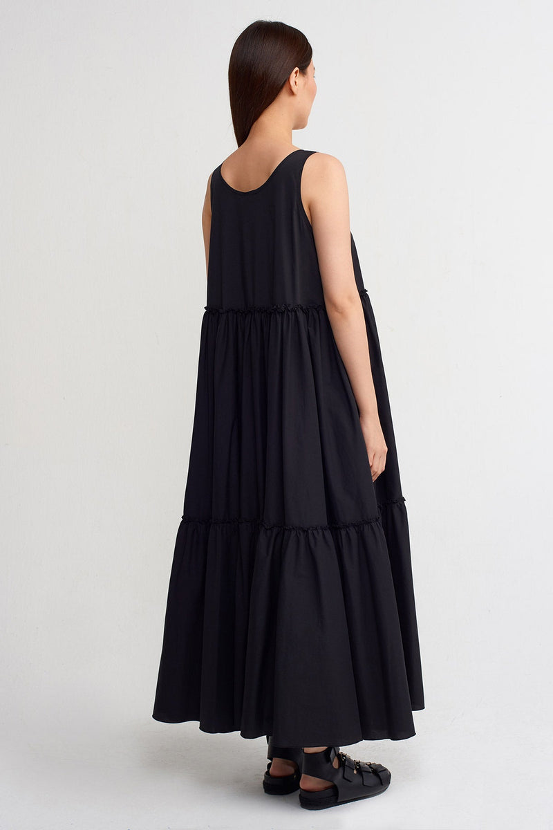 Nu Sleeveless Tiered Maxi Dress Black