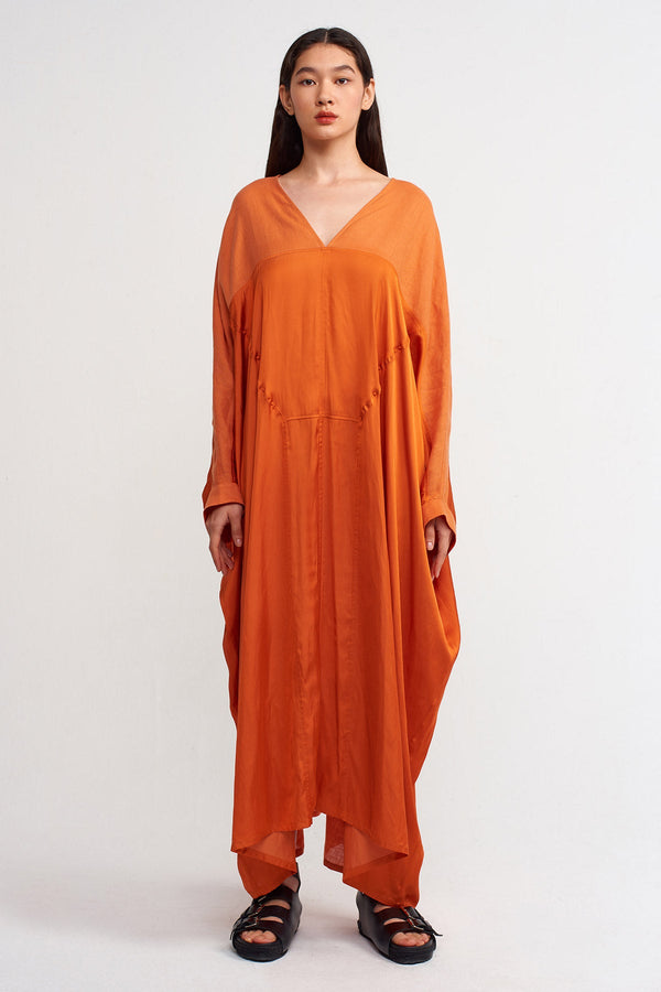 Nu Linen Mix Satin Maxi Dress Amber