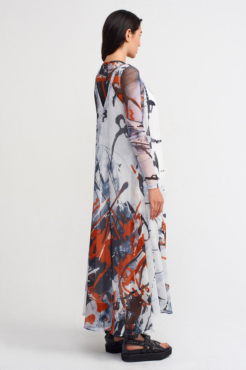 Nu Printed Strappy V-Neck Dress Multi Color