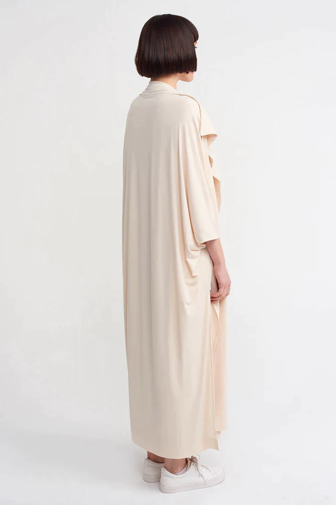 Nu Solid Open-Front Maxi Outerwear Natural