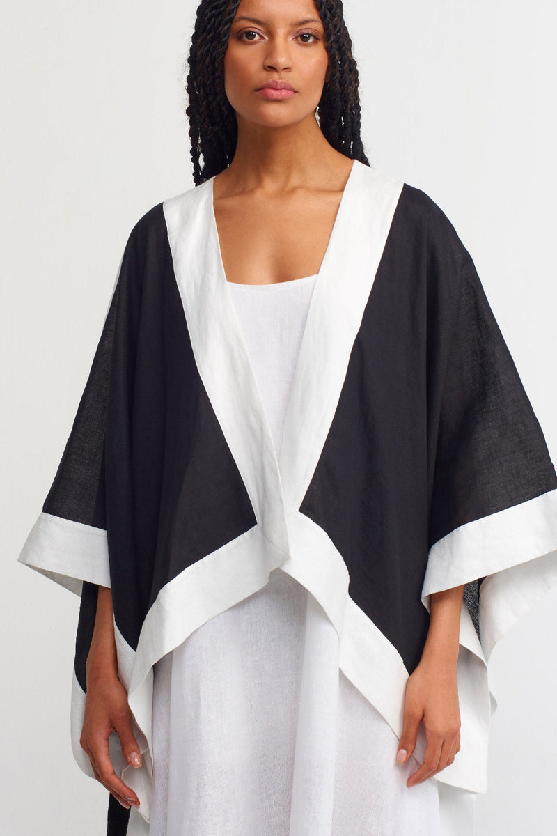 Nu Two-Toned Kimono Outerwear Black-White