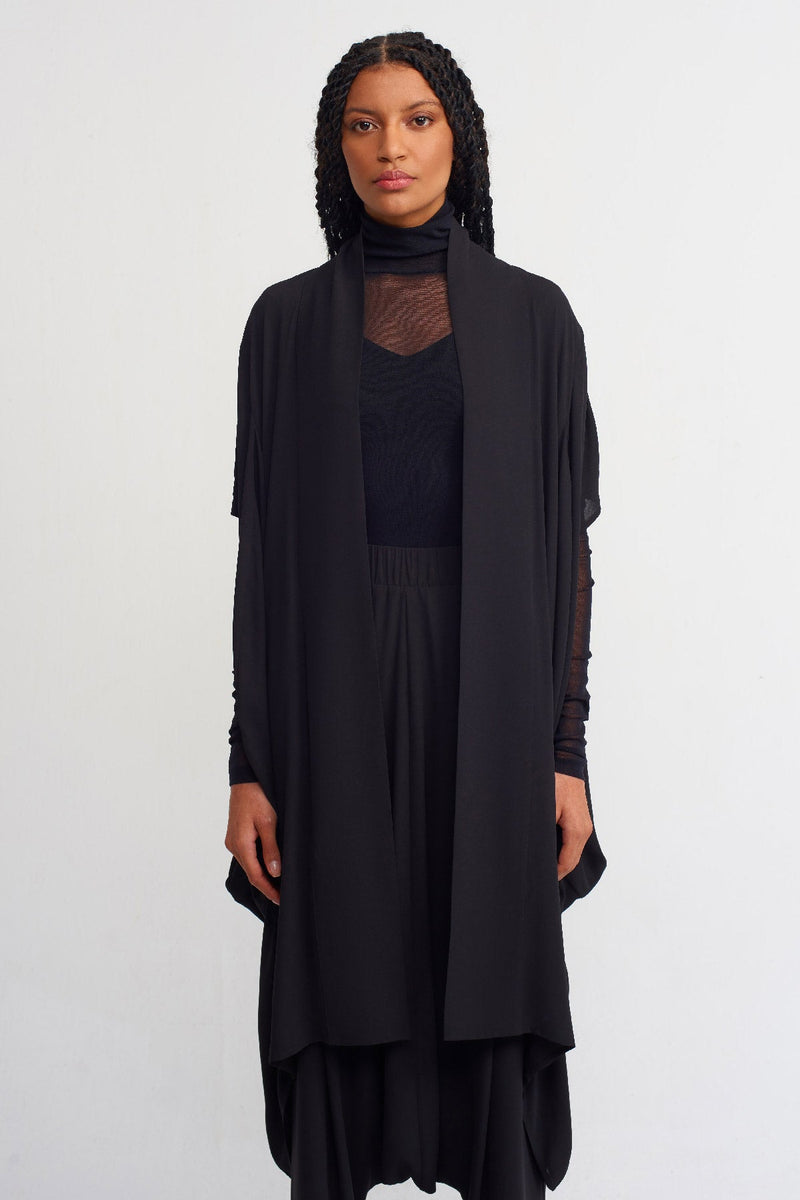 Nu Open-Front Midi Outerwear Black