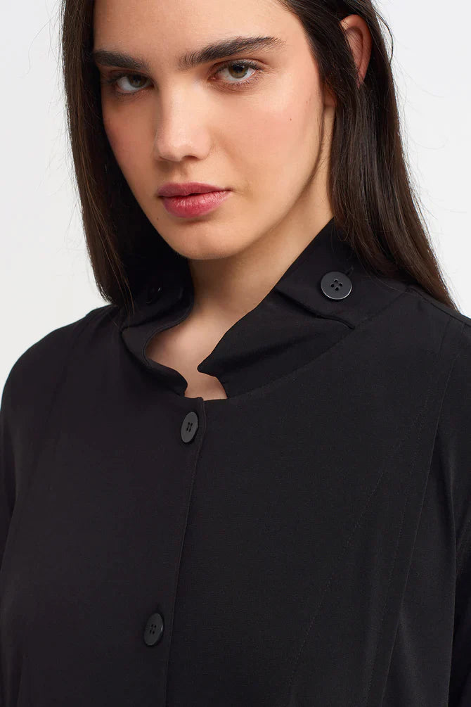 Nu Collar Detail Solid Shirt Black