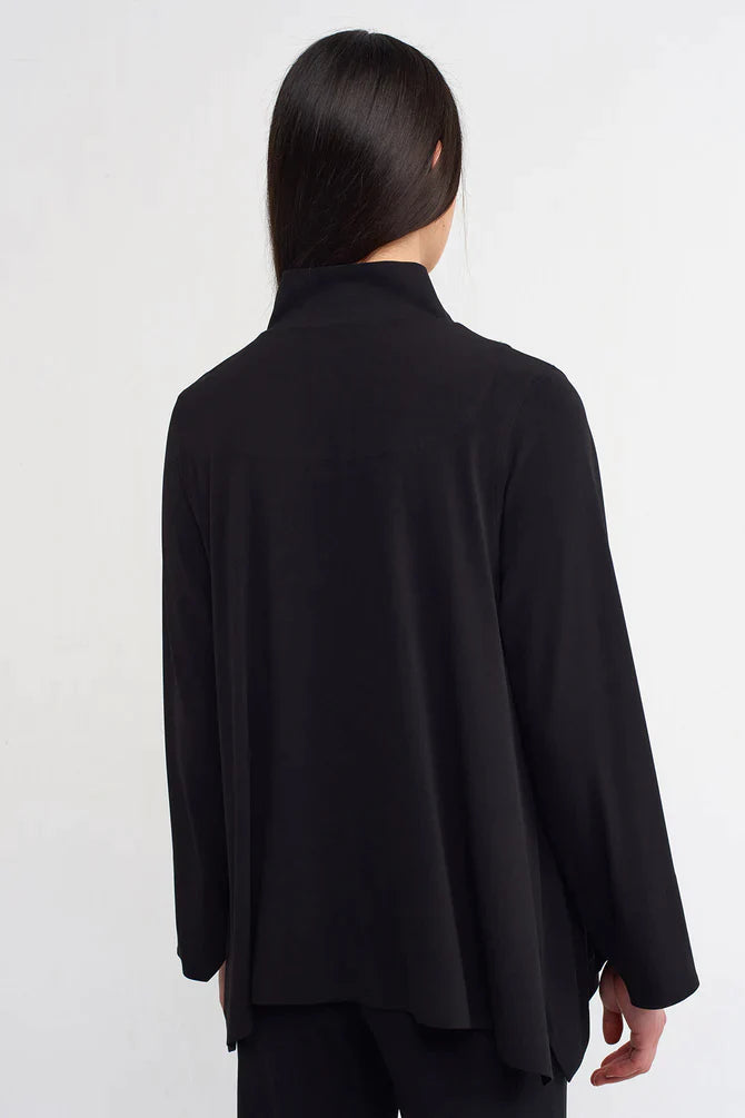 Nu Collar Detail Solid Shirt Black