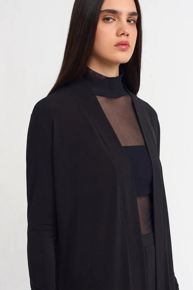 Nu Solid Open-Front Outerwear Black