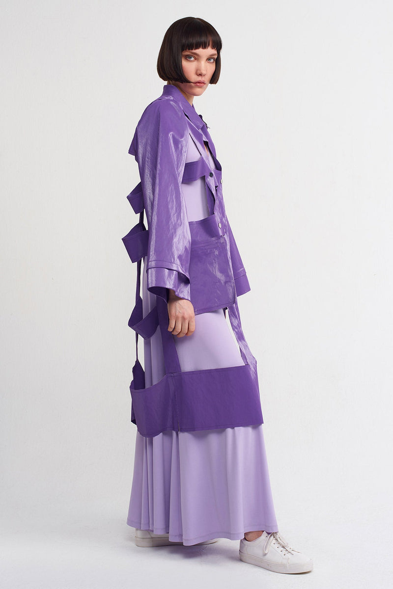 Nu Window Detailed Trench Jacket Purple