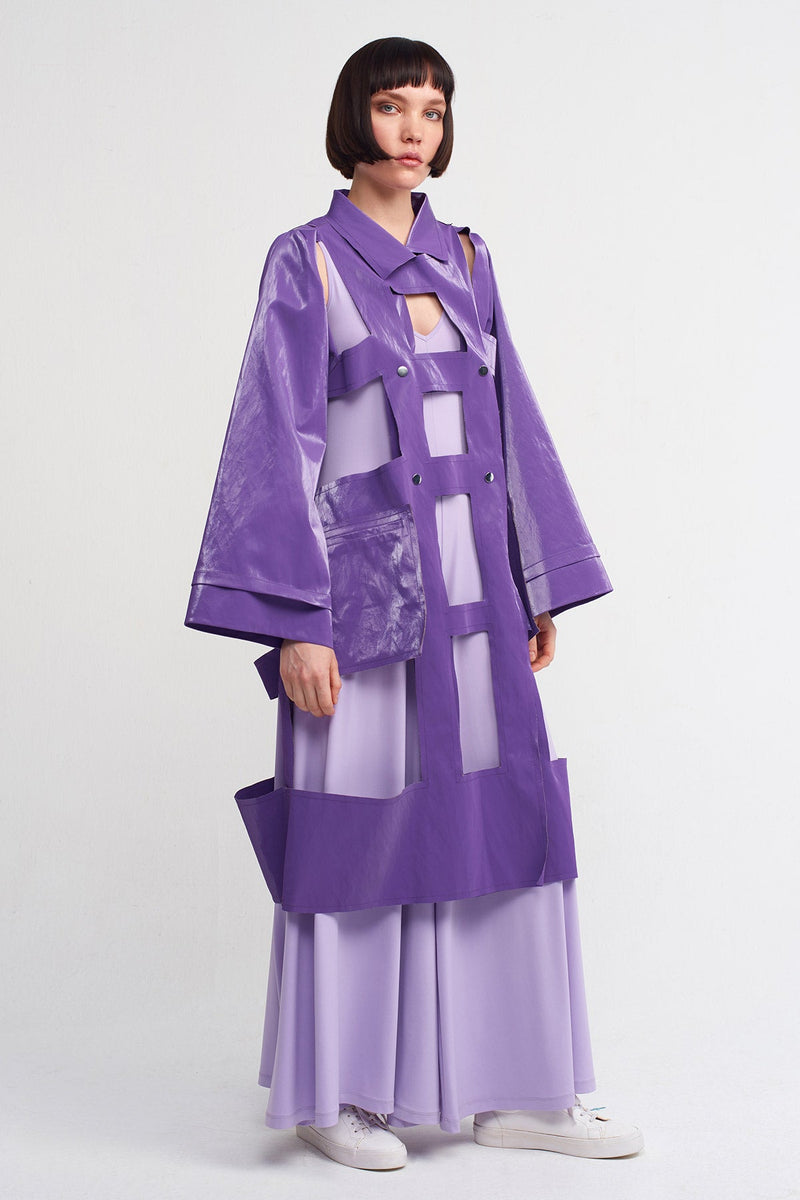 Nu Window Detailed Trench Jacket Purple