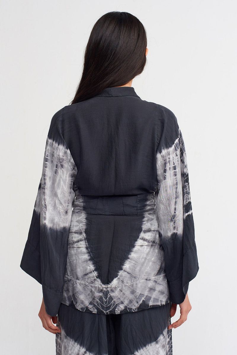 Nu Tie Dye Belted Outerwear Black/Offwhite