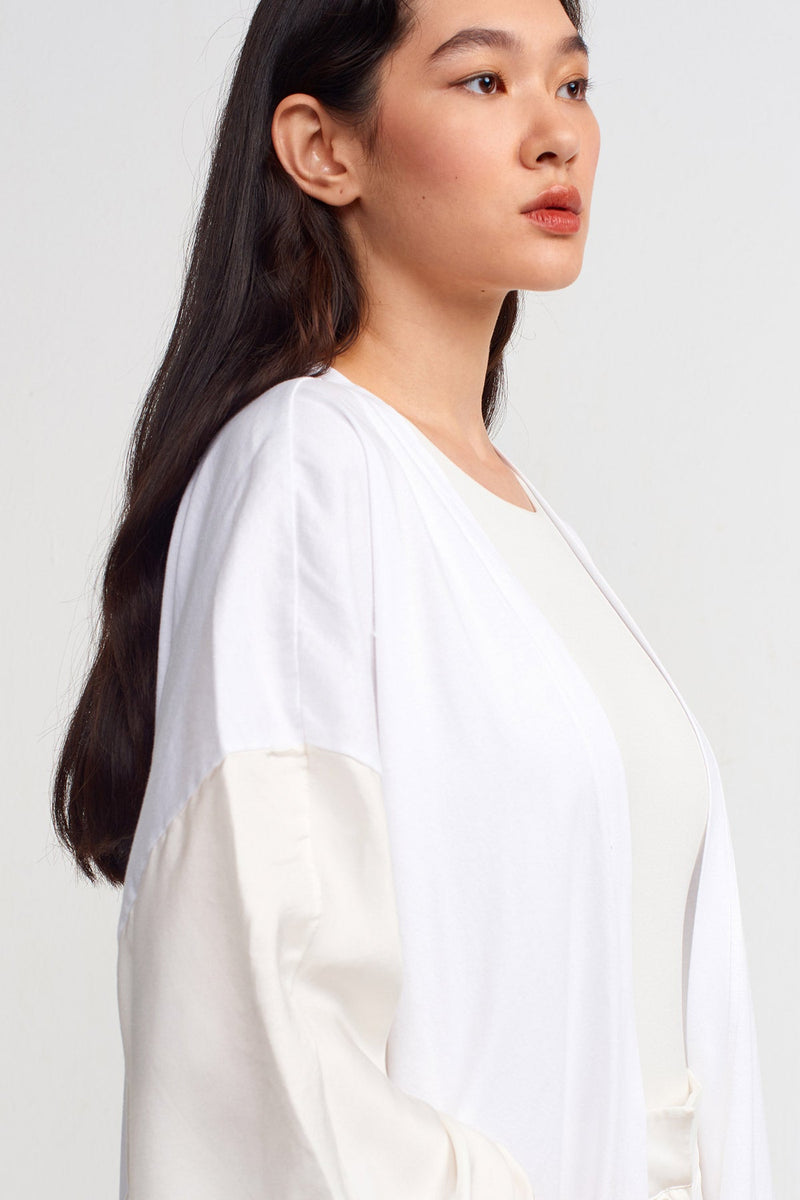 Nu String Detailed Loose Kimono Off White