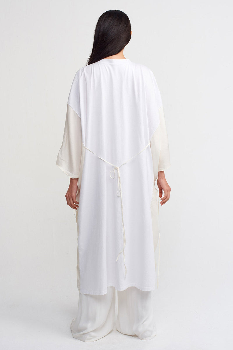 Nu String Detailed Loose Kimono Off White