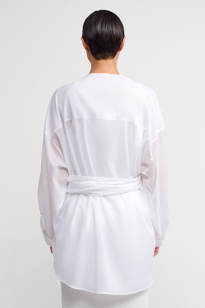 Nu Wrap Tie Voile Shirt Off White